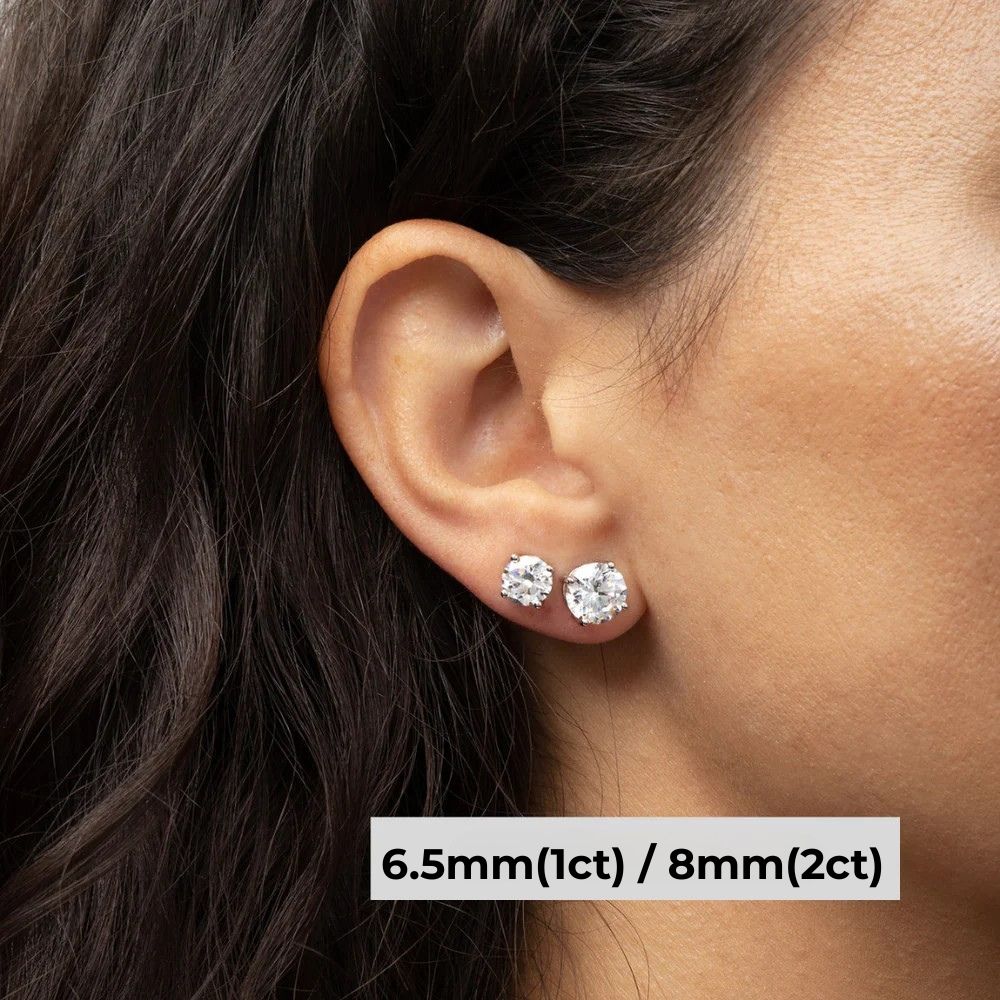 Brinco Solitário 4 Garras Moissanite