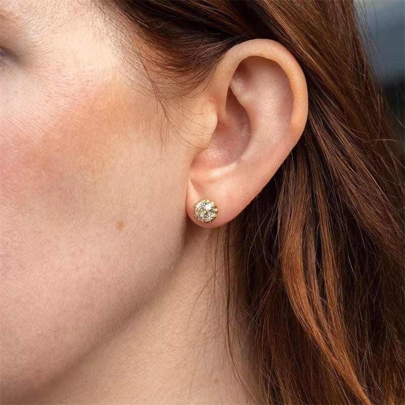 Brinco Solitário 6 Garras Moissanite