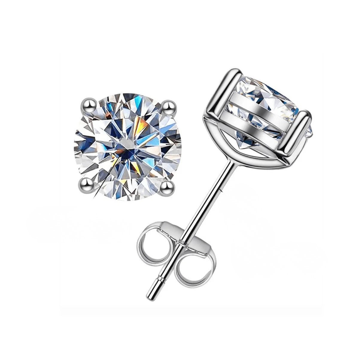 Brinco Solitário 4 Garras Moissanite