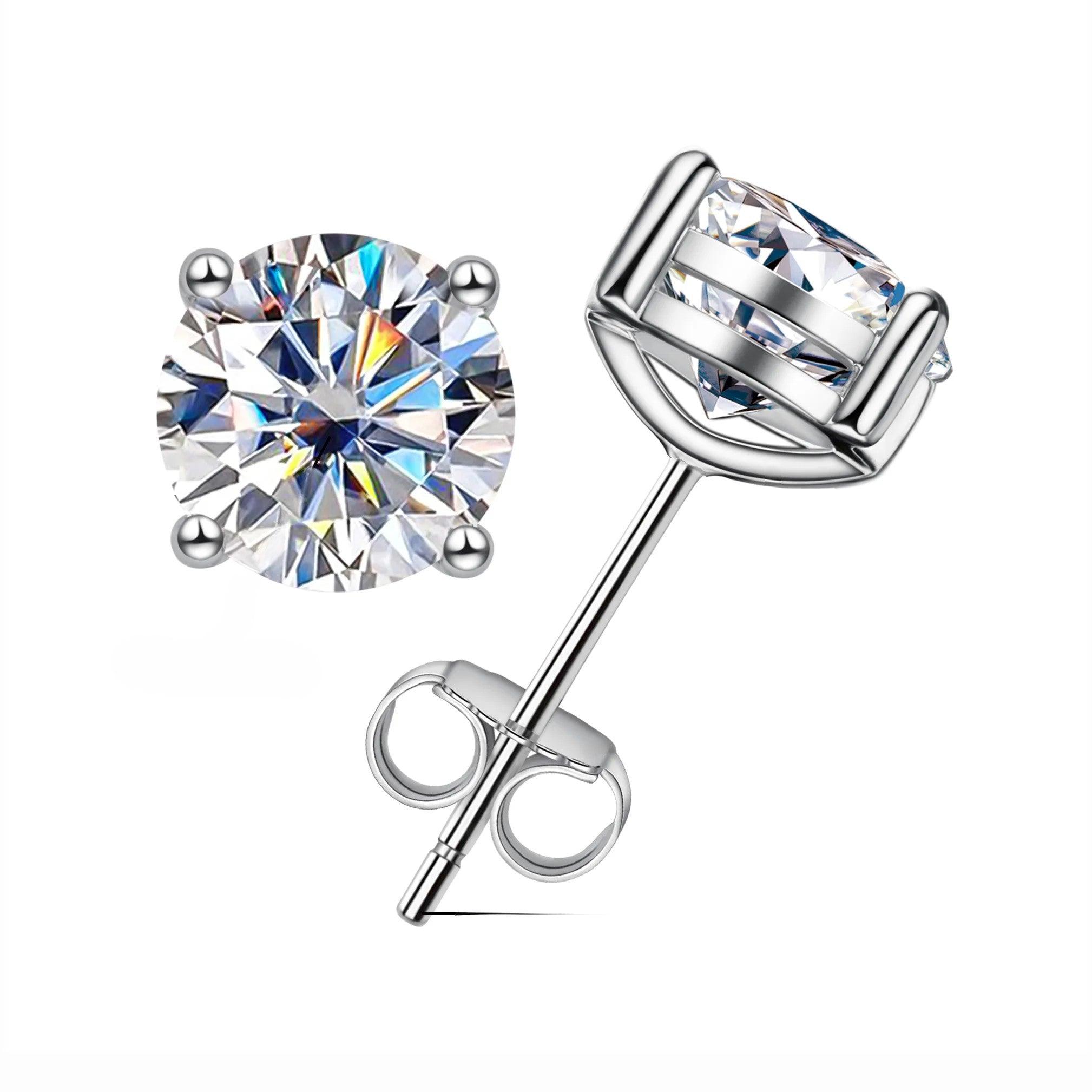 Brinco Solitário 4 Garras Moissanite