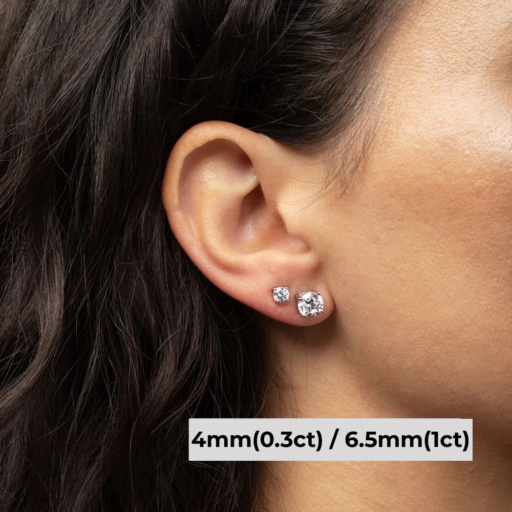 Brinco Solitário 4 Garras Moissanite