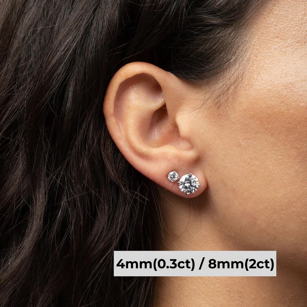 Brinco Solitário 4 Garras Moissanite