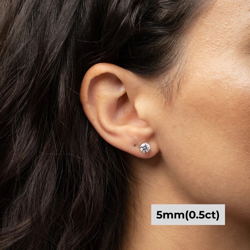 Brinco Solitário 4 Garras Moissanite