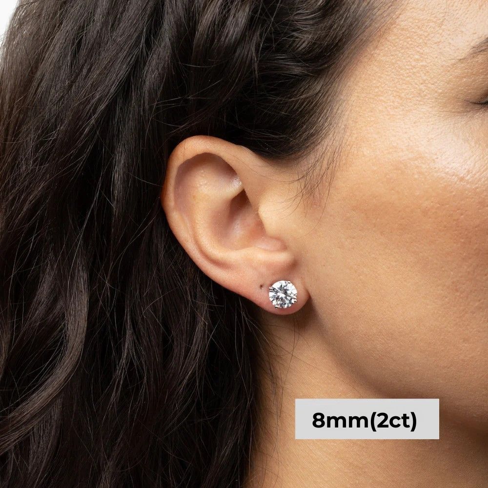 Brinco Solitário 4 Garras Moissanite