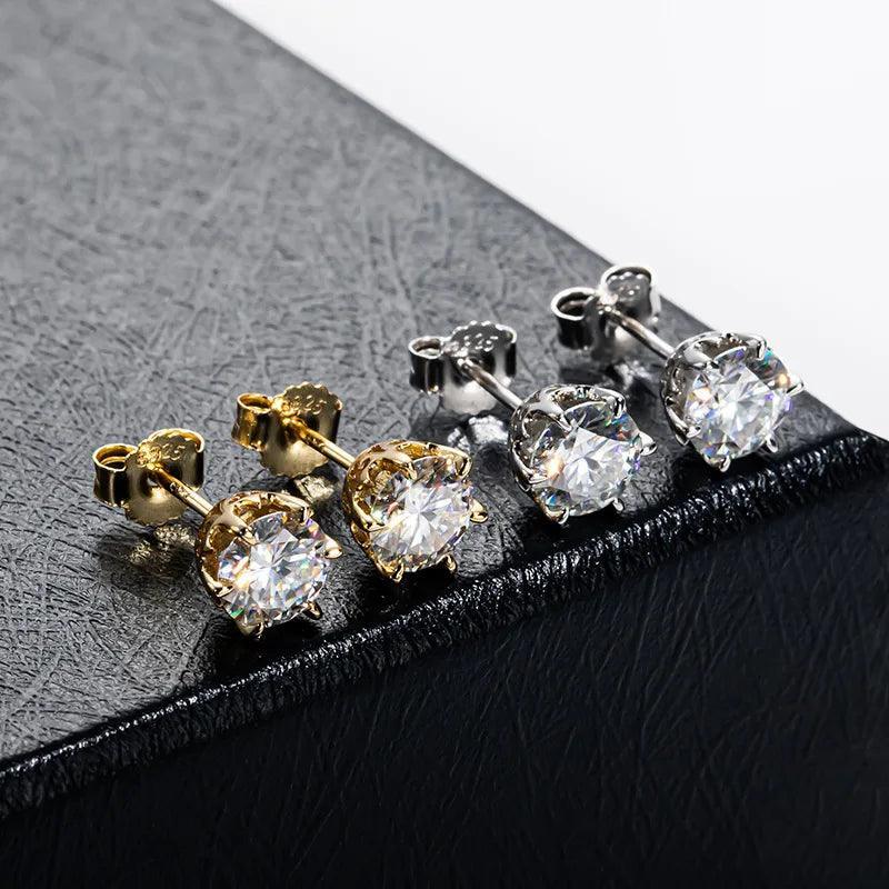 Brinco Solitário Gold 6 Garras Moissanite